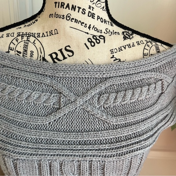 Pink Rose Y2K Cable Knit Off-Shoulder Tunic Length Sweater Dress Gray Sz XL - Picture 3 of 16